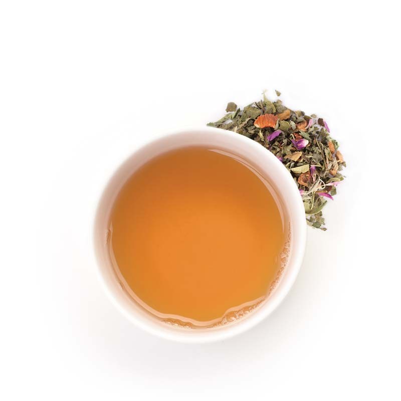 Tisane biologique fruitée à la pêche, verveine et orange sanguine