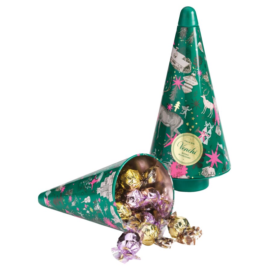 Chocolates in a Christmas tree decorations box