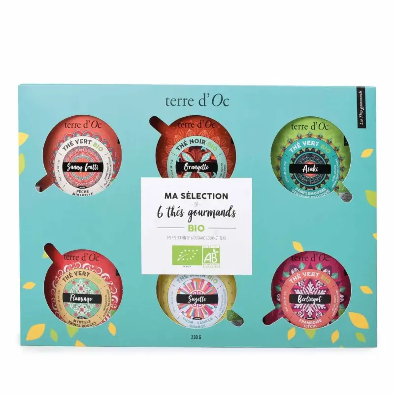 Coffret cadeau de 6 thés bio gourmands