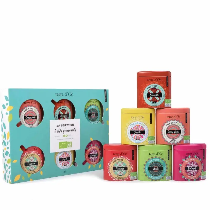 Coffret cadeau de 6 thés bio gourmands